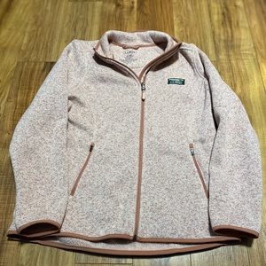 LL BEAN Women’s Sweater Fleece Full Zip Jacket Adobe Rose Pink Orange Medium